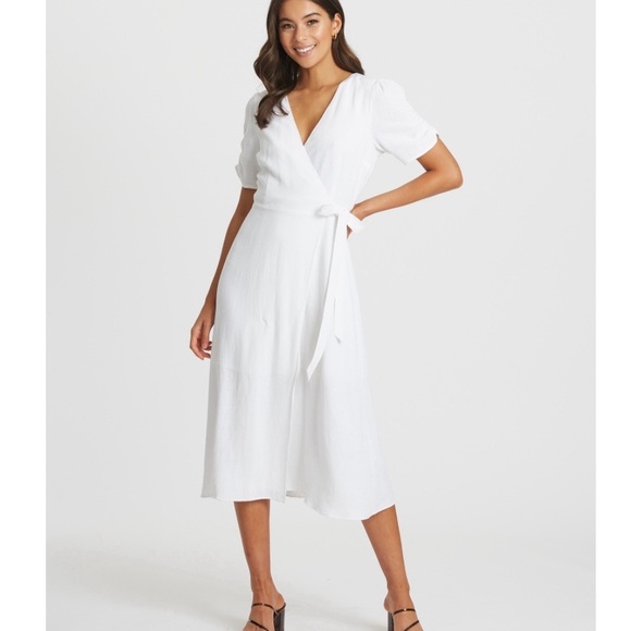 Savel white linen wrap dress - Picture 1 of 4